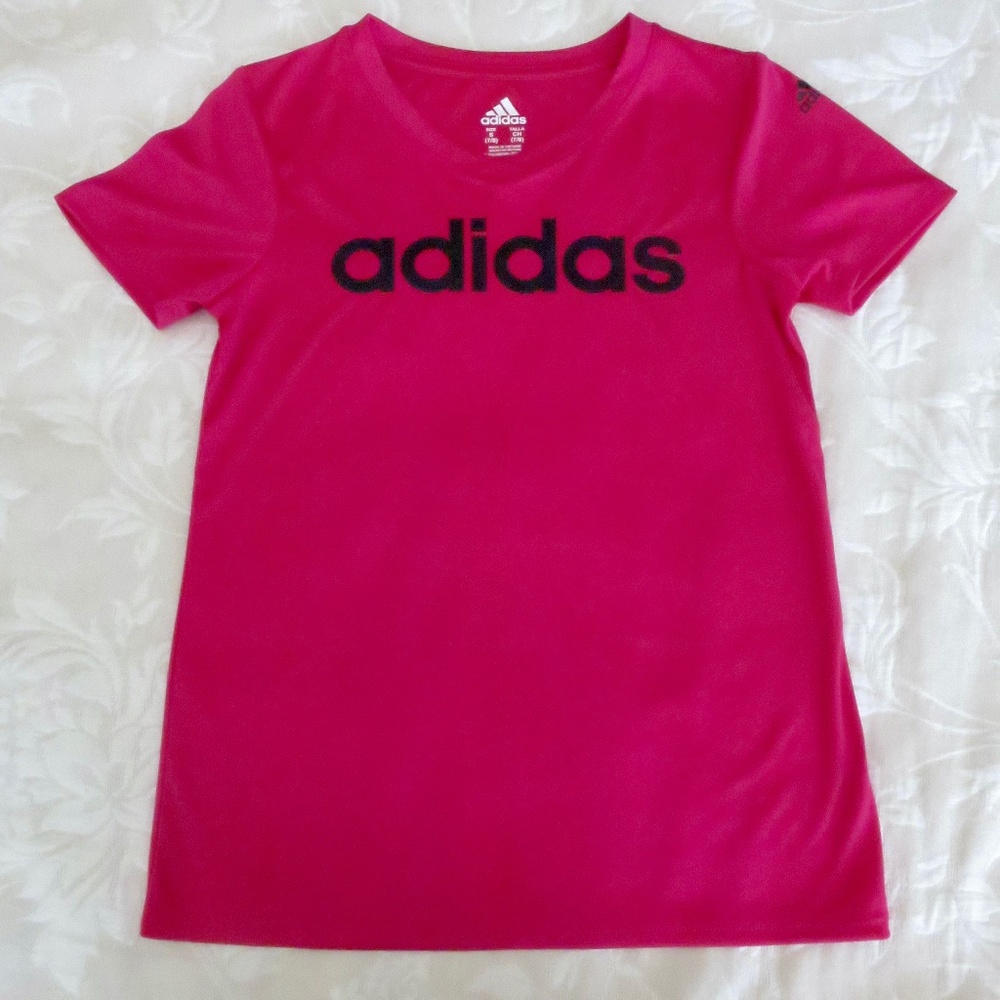 Adidas Climalite Short Sleeve V-Neck Pink Tee Size 7/8
